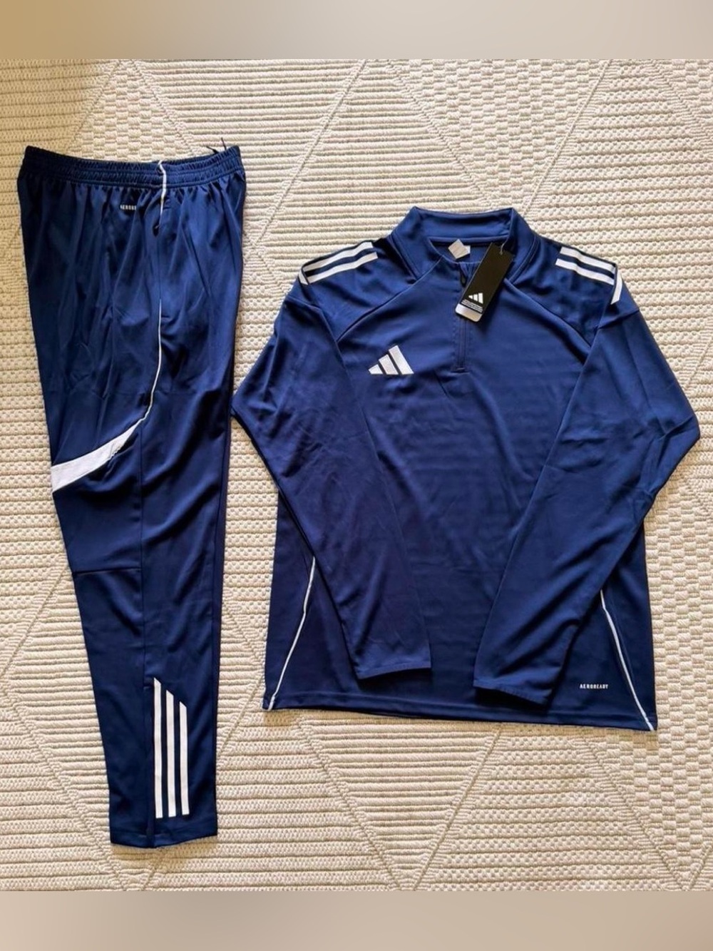 adidas Navy and White Men's Soccer Training Tracksuit